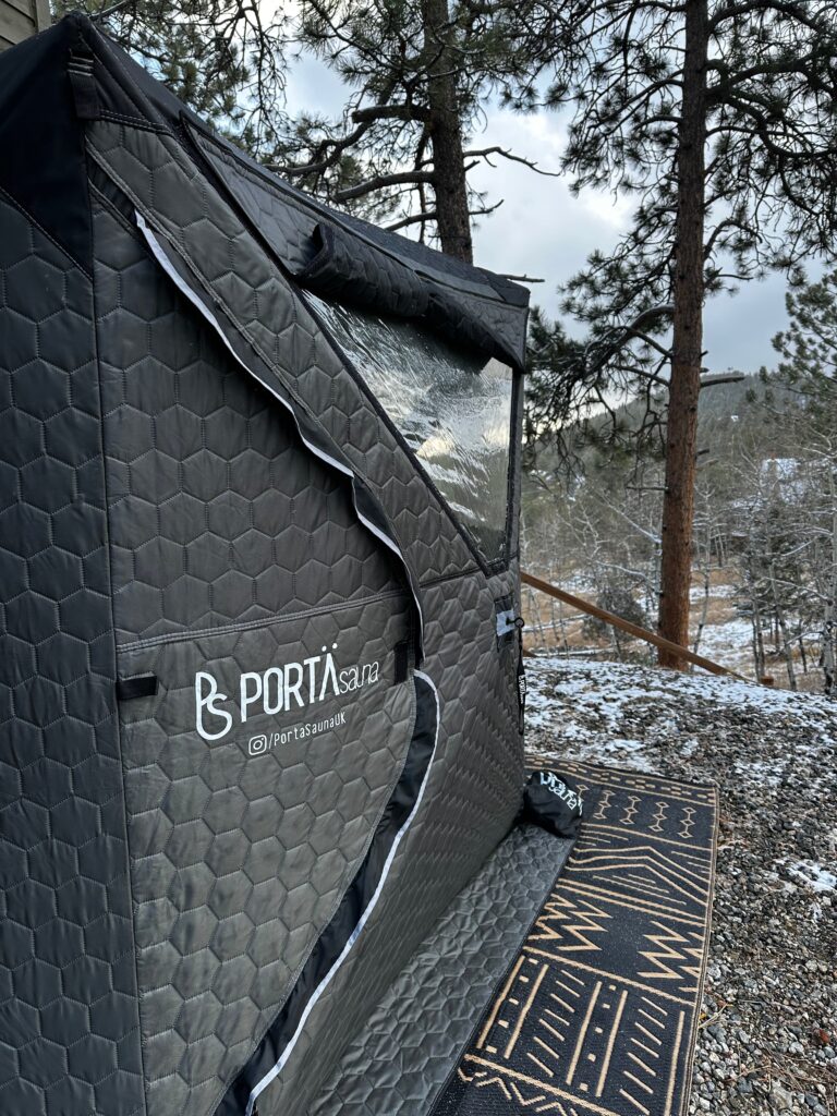 PortaSauna set up in the mountains of Bailey, Colorado for a women's wellness retreat